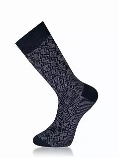 Зимние носки из бамбука с геометрическим орнаментом LT23620 MUDOMAY темно-синий (3 пары)
